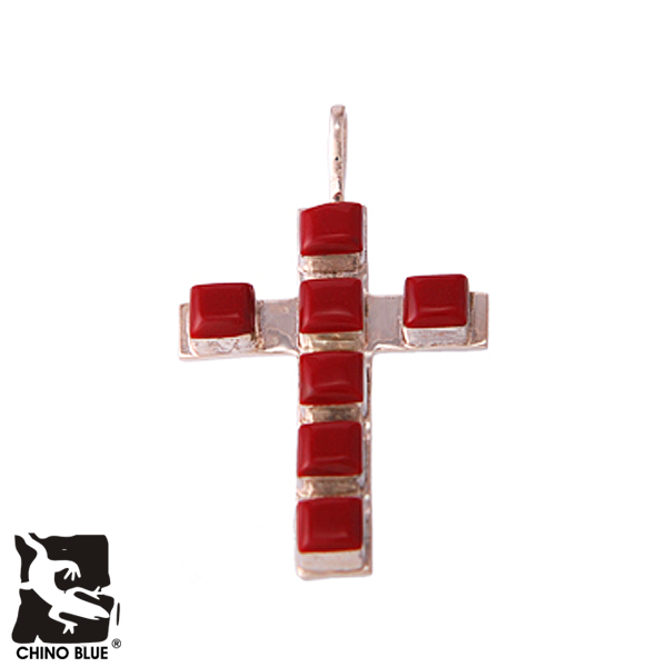 Red Tribal Cross シルバー ペンダント