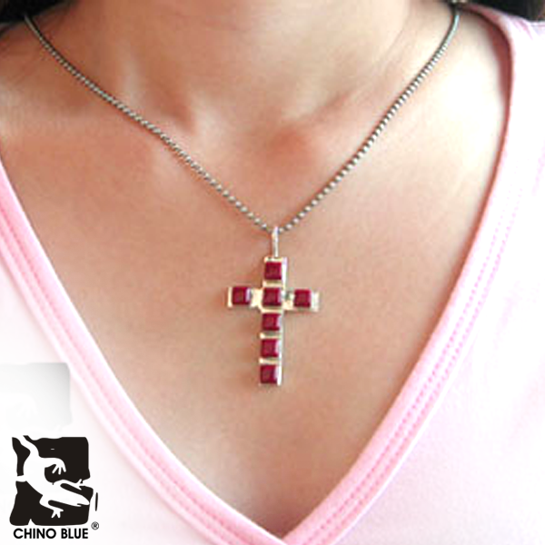 Red Tribal Cross シルバー ペンダント