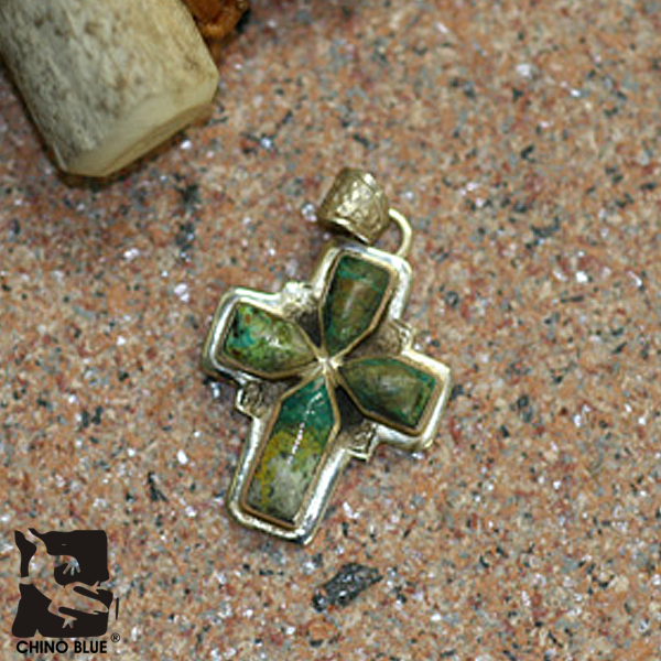 Turquoise Green Cross シルバー ペンダント