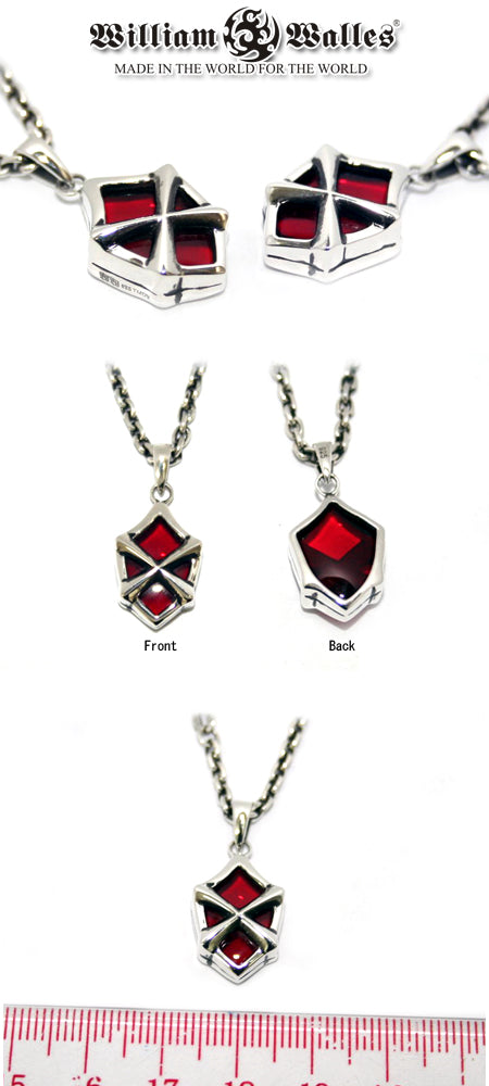 Armored-X Red Stone Pendant シルバー ペンダント
