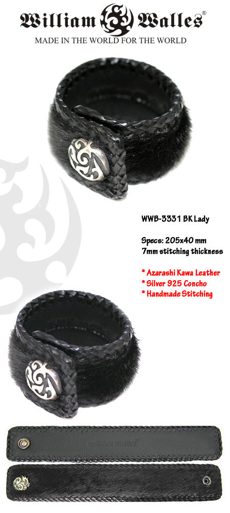 Azarashi Kawa Black Bangle Lady レザーブレスレット