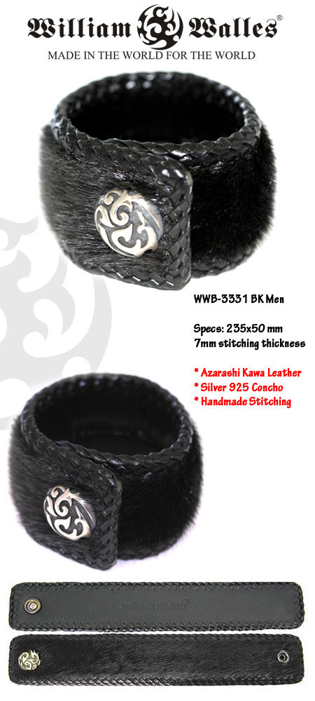 Azarashi Kawa Black Bangle Men レザーブレスレット