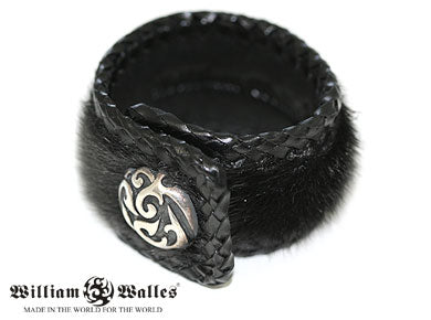 Azarashi Kawa Black Bangle Men レザーブレスレット
