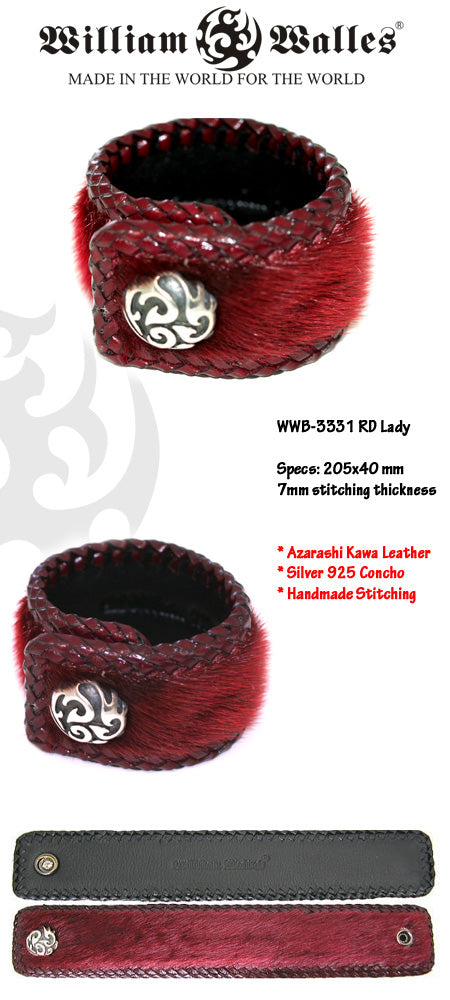 Azarashi Kawa Red Bangle Lady レザーブレスレット