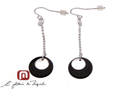Black Circle Dangles シルバー ピアス