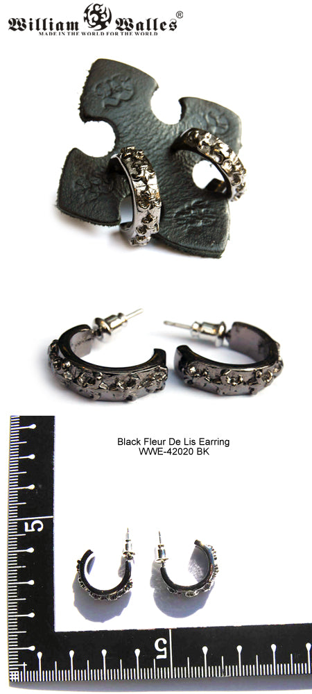 Black Fleur De Lis Earring