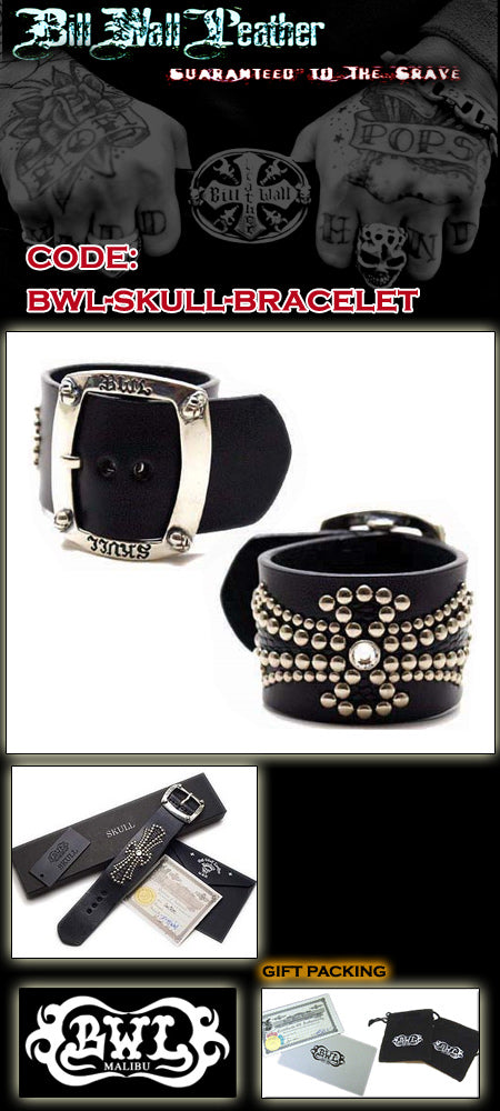BWL スカル スタッズ レザー ブレスレット
