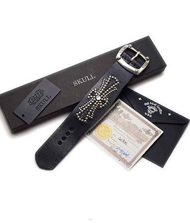 BWL スカル スタッズ レザー ブレスレット