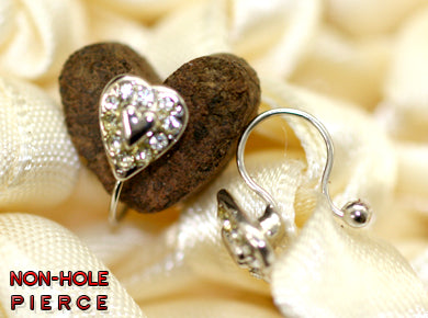 Cute Heart Non-hole Pierce シルバー ピアス