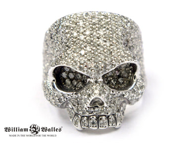 Diamond Skull Ring - White Gold
