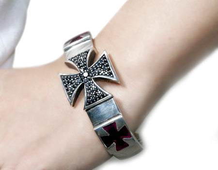 Double Red Cross Bangle シルバー バングル