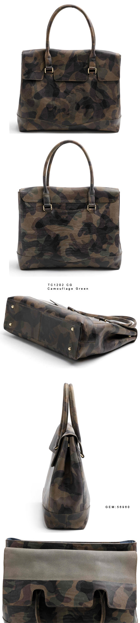 Flap Tote Bag Camouflage Green
