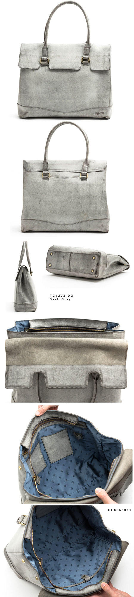 Flap Tote Bag Dark Grey