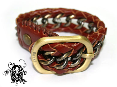 Gaudi Brass Leather Bracelet