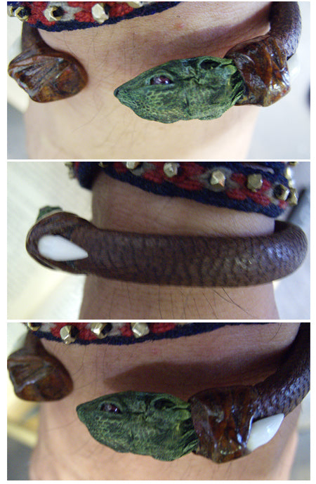 Iguana Head Leather Bracelet