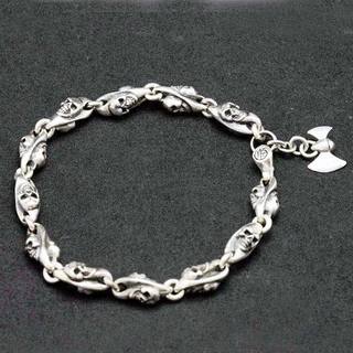 ダブルスカル(髑髏/ドクロ)シルバーブレスレット