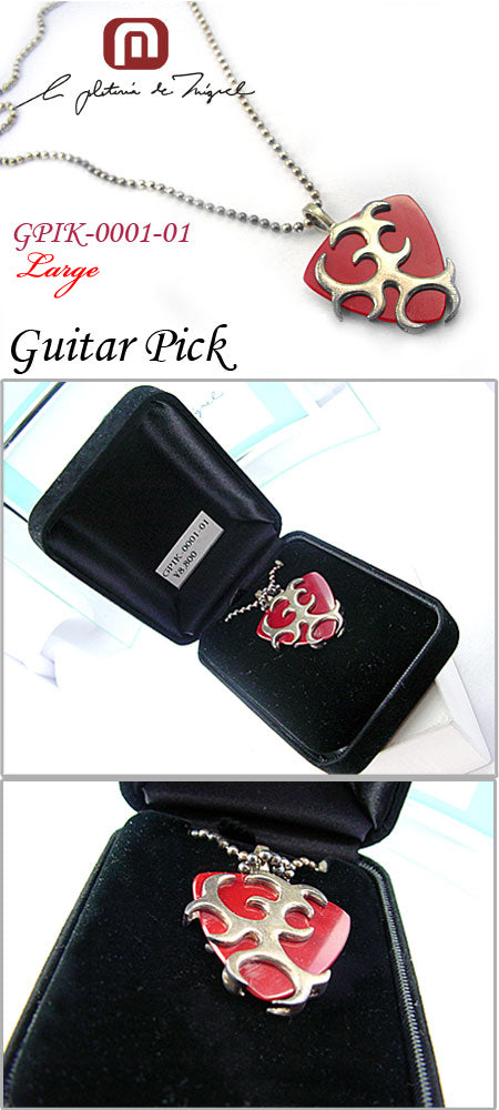 Guitar Pick Red シルバー ペンダント