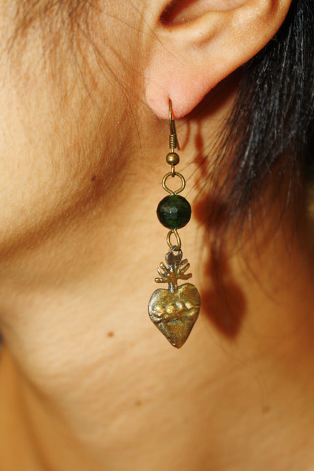 Flaming Sacred Heart Earrings