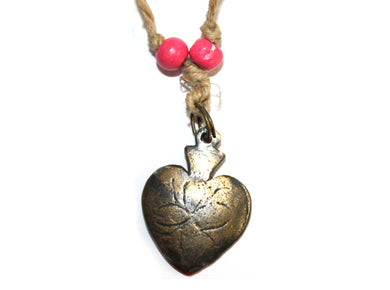 Milagros Heart with Pink Beads