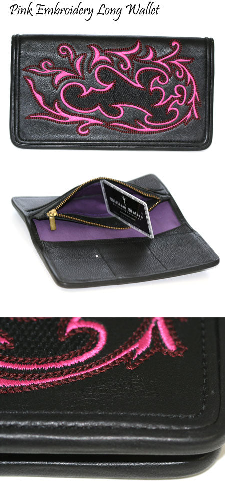 Pink Embroidery Long Wallet レザー 財布 / ウォレッ