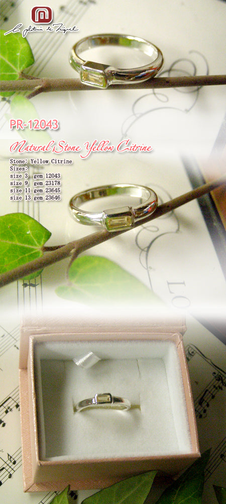 Natural Stone Yellow Citrine レディー 指輪 / リン&