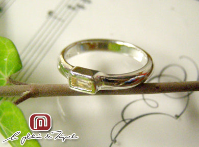 Natural Stone Yellow Citrine レディー 指輪 / リン&