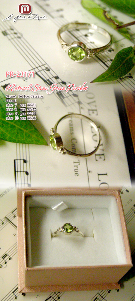 Natural Stone Green Peridot レディー 指輪 / リング