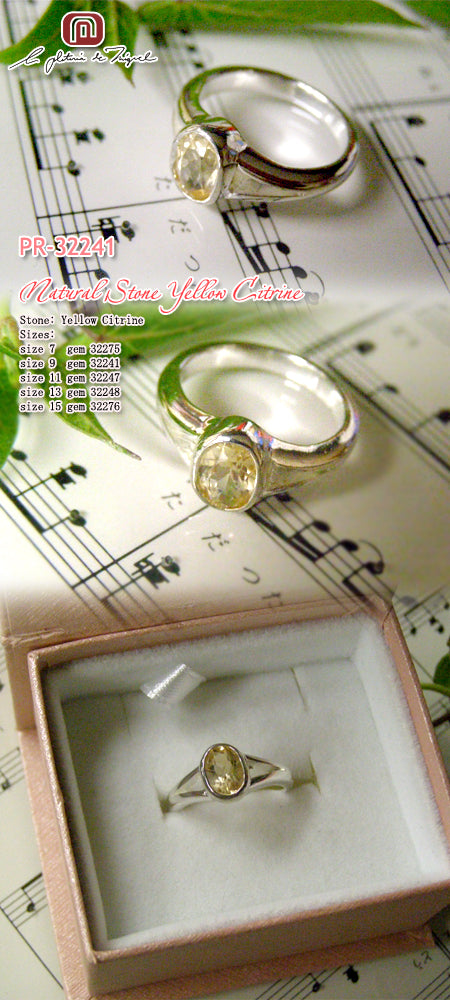 Natural Stone Yellow Citrine レディー 指輪 / リン&