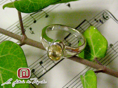 Natural Stone Yellow Citrine レディー 指輪 / リン&
