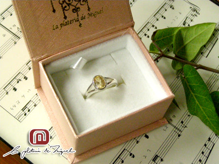 Natural Stone Yellow Citrine レディー 指輪 / リン&