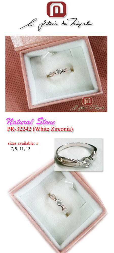 Natural Stone White Zirconia レディー 指輪 / リン&