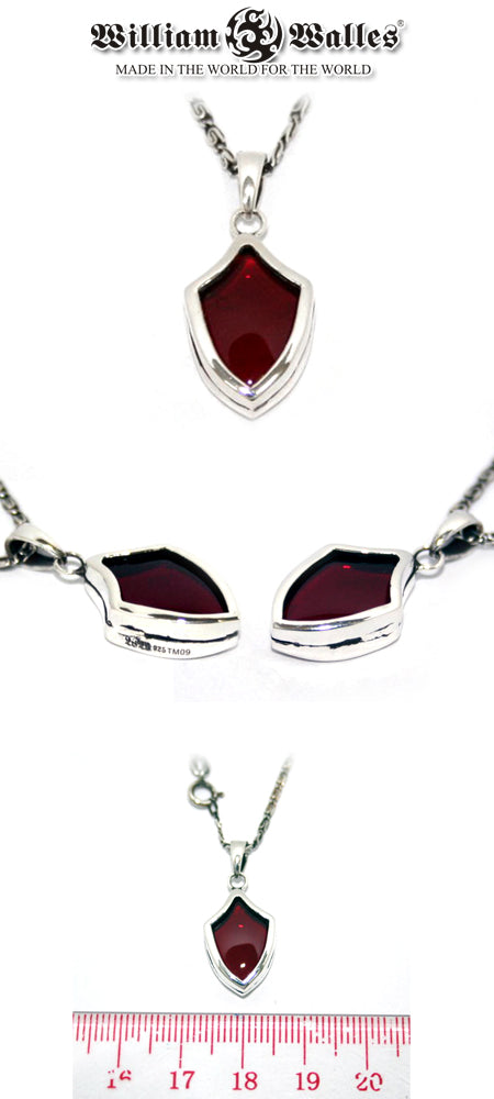 Red Glass Shield Pendant シルバー ペンダント