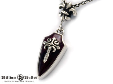 Red Gothic Shield Pendant