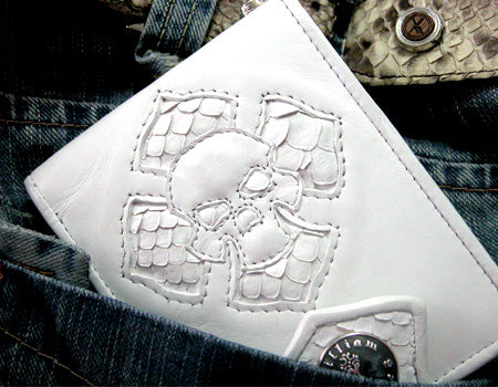 Skull and Cross White レザー 財布 / ウォレット