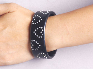 Spoted Heart Bangle Black シルバー バングル