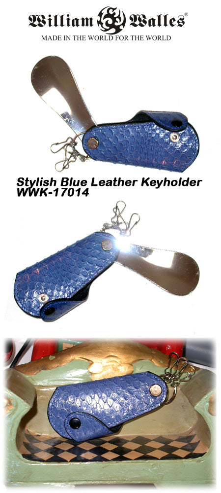 Stylish Blue Leather Keyholder キーホルダー