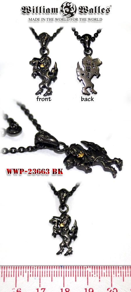 Upright Black Unicorn Pendant シルバー ペンダント