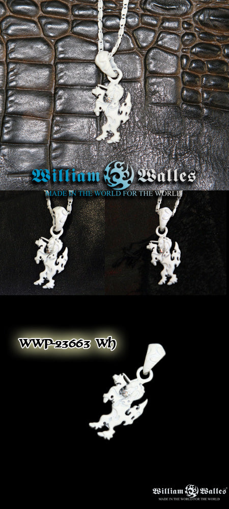 Upright Unicorn Pendant White
