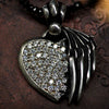 Winged Heart Stone Inlays Pendant with chain シル&