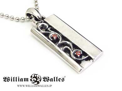Half Scoll Twin Gem Pendants シルバー ペンダント