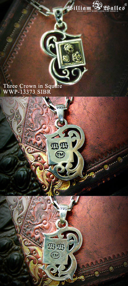 Three Crown in Square シルバー ペンダント