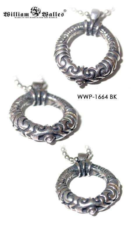 Scroll Ring Top Black II シルバー ペンダント