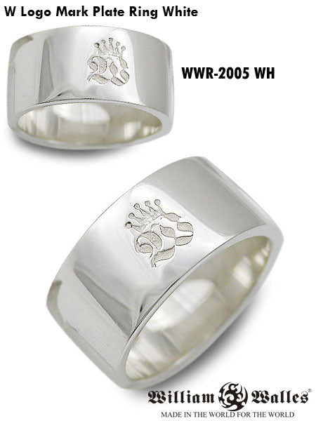 W Logo mark Plate Ring White