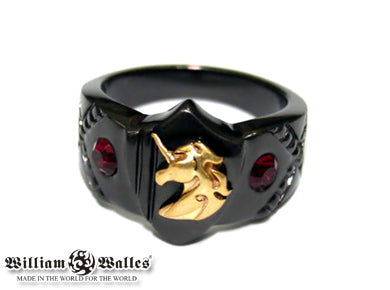 Golden Unicorn Black Ring