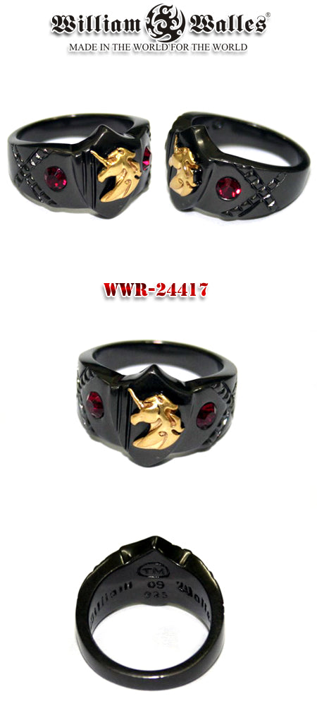 Golden Unicorn Black Ring