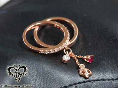 Skull Dangle Ring Pink